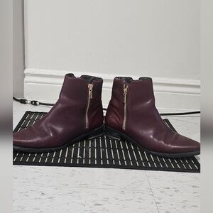 Burgundy Leather Ankle Boots size